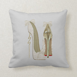High Heels Lace and Bows Stiletto Shoes Art Pillow