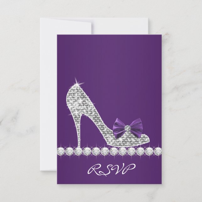 High Heels Purple Sweet Sixteen Birthday RSVP (Front)