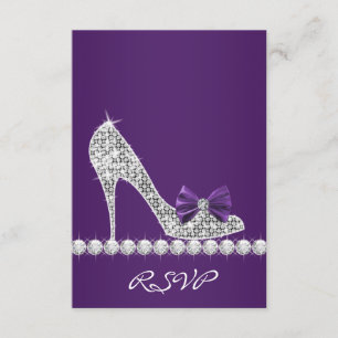 High Heels Purple Sweet Sixteen Birthday RSVP Card