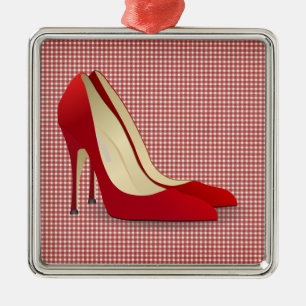 high heels red metal ornament