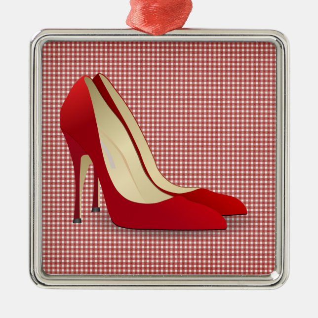 high heels red metal ornament (Front)