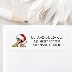 High Heels Santa Hat Christmas Return Address