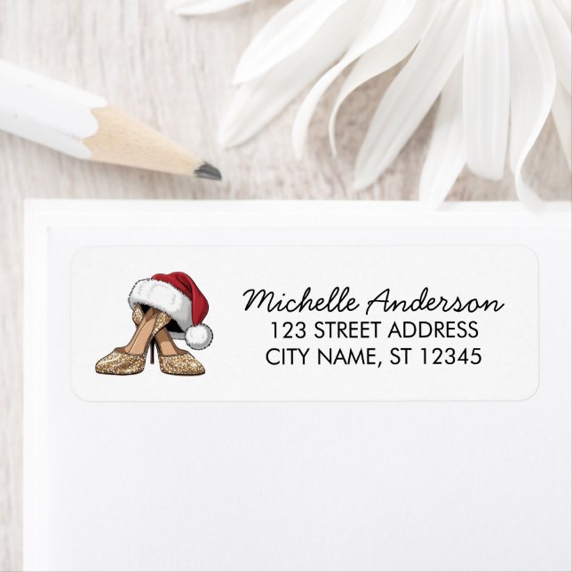 High Heels Santa Hat Christmas  Return Address  (En situation)