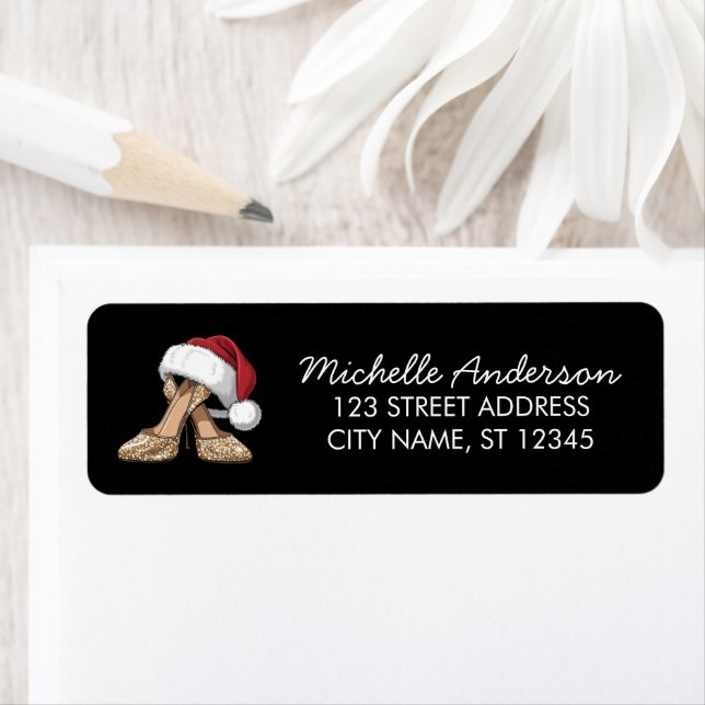 High Heels Santa Hat Christmas  Return Address  (Insitu)