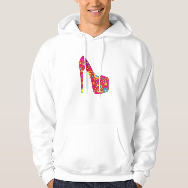 High Heels, Stiletto, Pumps, Flowers, Red Shoes Hoodie (Front)