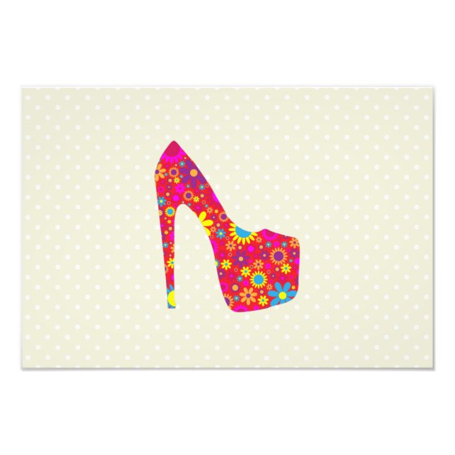 High Heels, Stiletto, Pumps, Flowers, Red Shoes Photo Print (Front)