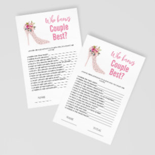 High Heels Who knows Couple  Bridal Shower Game