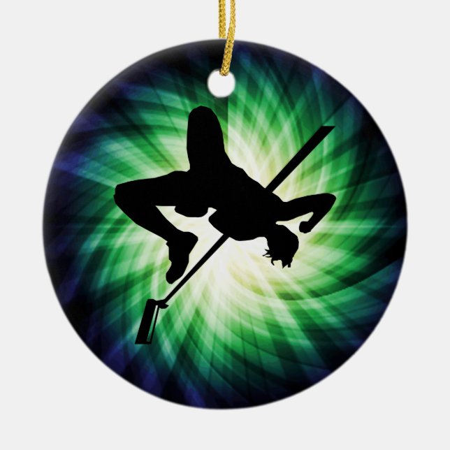 High Jump Silhouette; Cool Ceramic Ornament (Front)