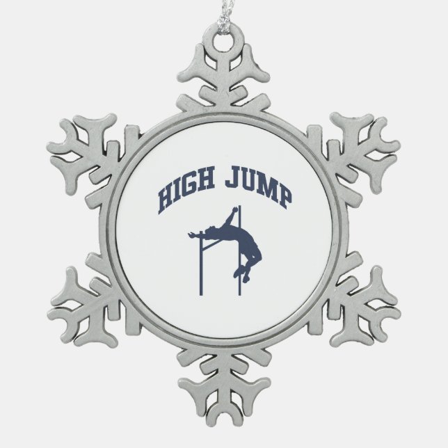 High Jump Snowflake Pewter Christmas Ornament (Front)