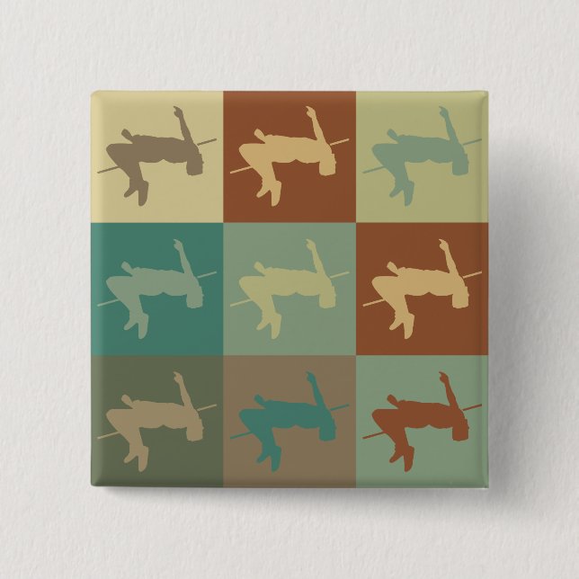 High Jumping Pop Art 2 Inch Square Button (Front)
