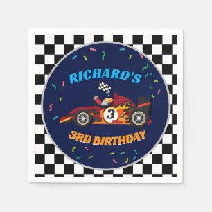 High-Octane Race Car Racing Birthday Navy Blue Napkin