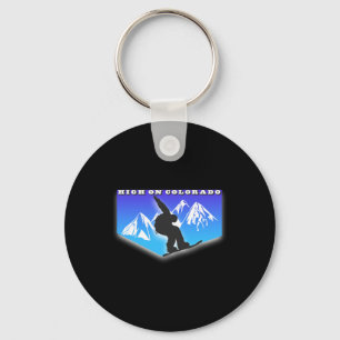 High On Colorado Snowboard Mountain Snowboarding W Keychain