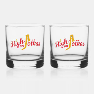 High on Polkas Logo Drinkware Set Whiskey Glass