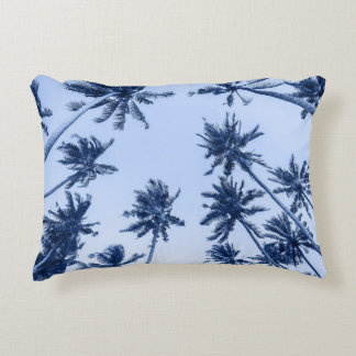 High palm trees, clear blue sky. accent pillow