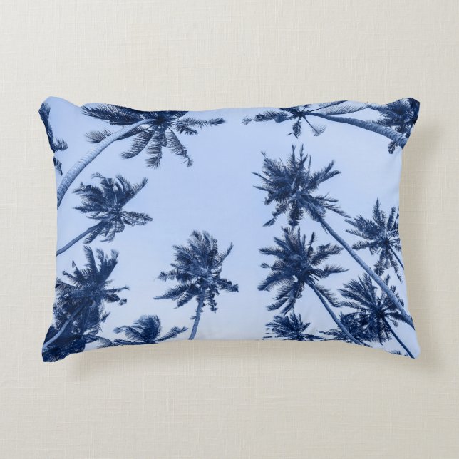 High palm trees, clear blue sky. accent pillow (Front)