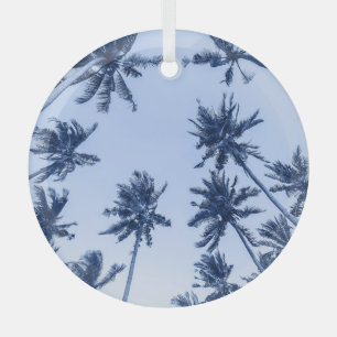 High palm trees, clear blue sky. glass ornament