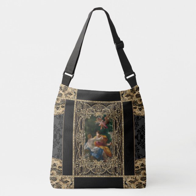 High Permission Baroque Elegant Girly Pattern Crossbody Bag (Front)