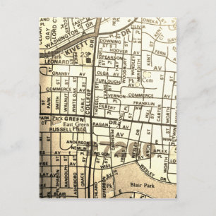 High Point, NC Vintage Map Postcard