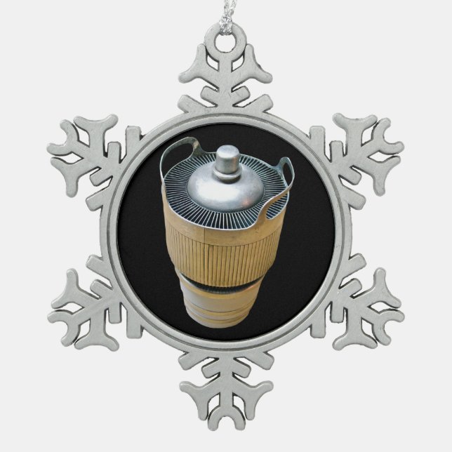 High Power Transmitting Vacuum Tube Snowflake Pewter Christmas Ornament (Front)