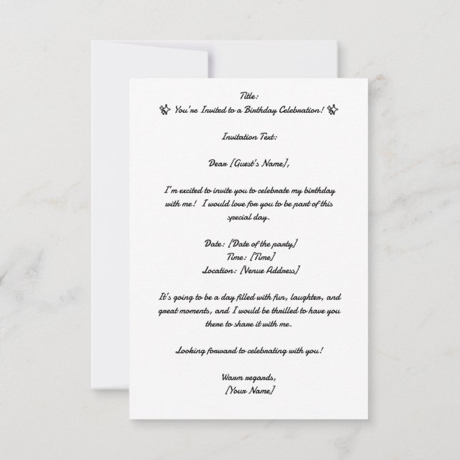 High quality, birthday invitations! RSVP Cards (Back)