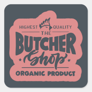 high quality butcher shop organic square sticker