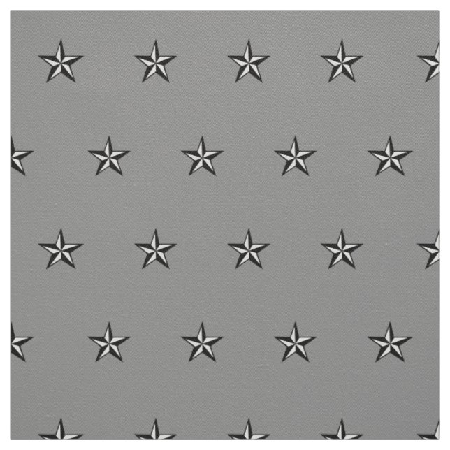 High Quality Cotton Grey Nautical Star Fabric (Swatch)