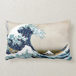 High Quality Great Wave off Kanagawa by Hokusai Lumbar Pillow