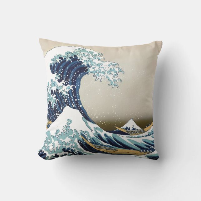 High Quality Great Wave off Kanagawa Outdoor Throw Pillow (Front)