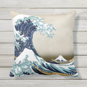 High Quality Great Wave off Kanagawa Outdoor Throw Pillow