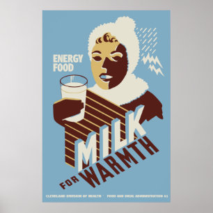 High quality Milk For Warmth Energy Food WPA Poster