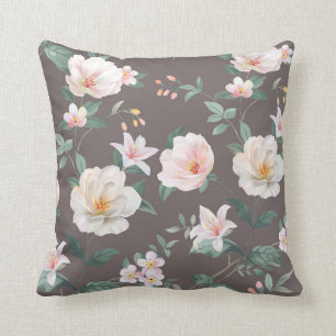 high-quality set of various watercolor flowersart, throw pillow