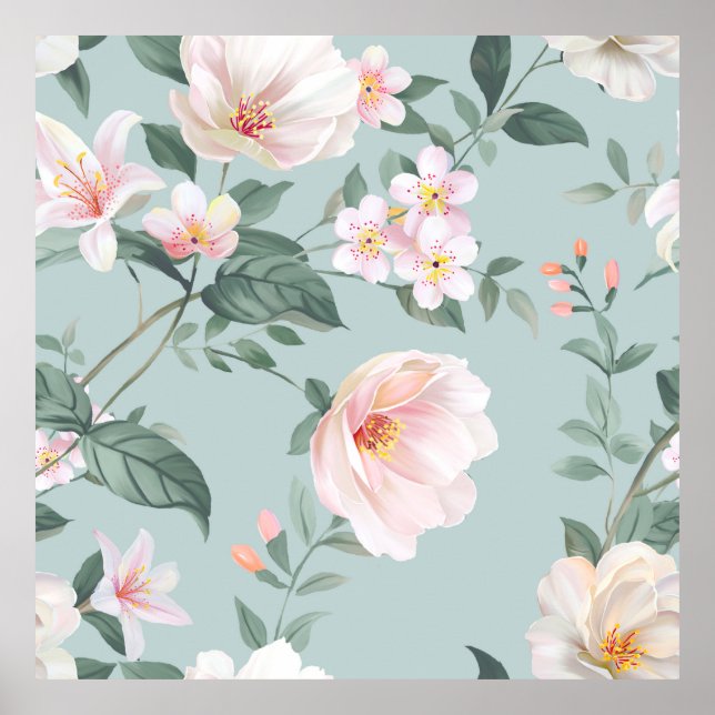 high-quality set of various watercolor flowersflow poster (Front)