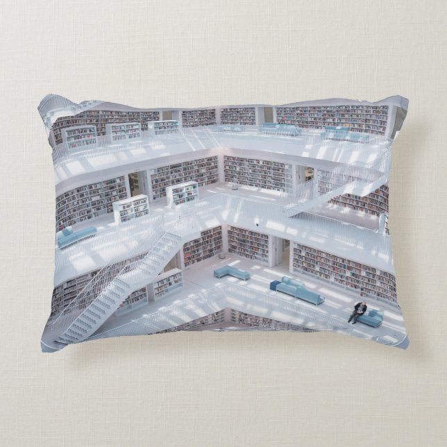 HIGH-RAISE PHOTOGRAPHY OF LIBRARY ACCENT PILLOW (Front)
