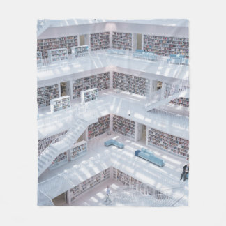 HIGH-RAISE PHOTOGRAPHY OF LIBRARY FLEECE BLANKET