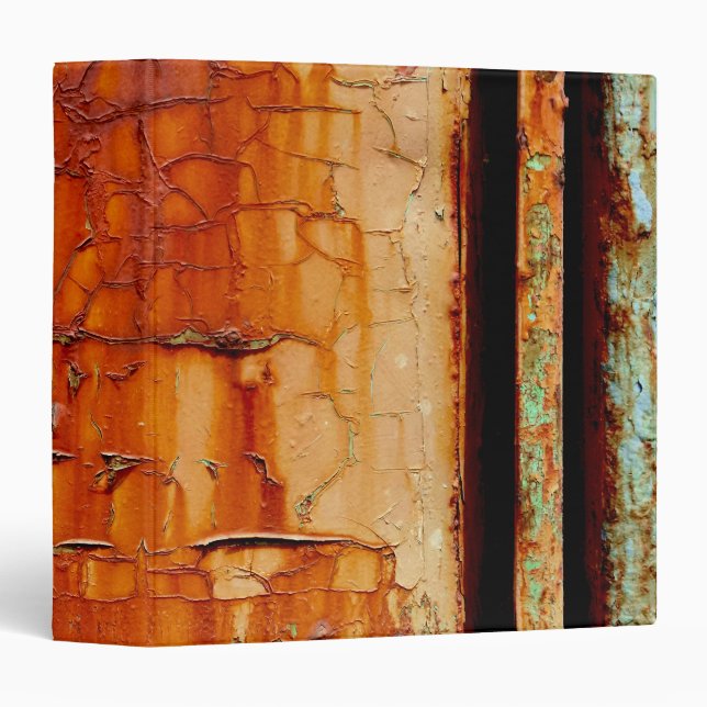 High-Resolution Photo of a Crumbling Rusty Metal Binder (Front/Spine)