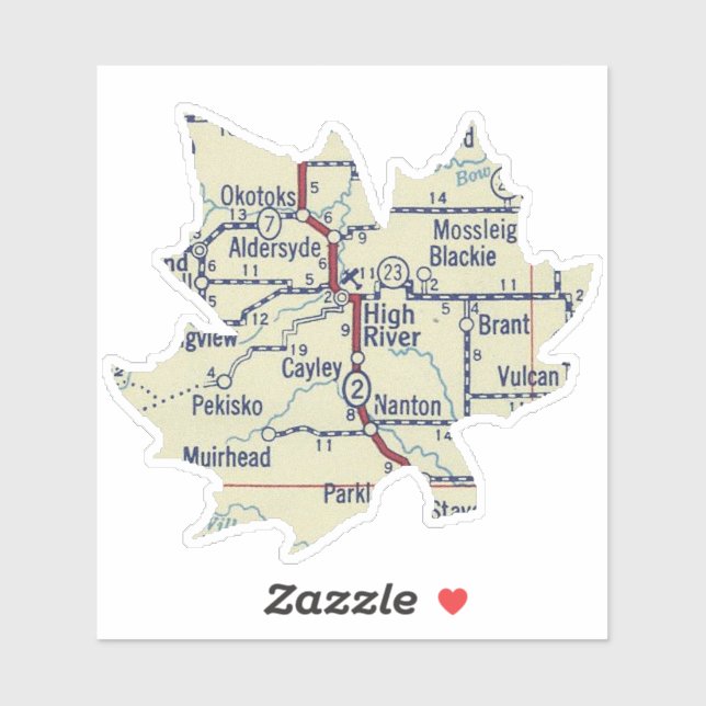 High River Alberta Vintage Map (Sheet)