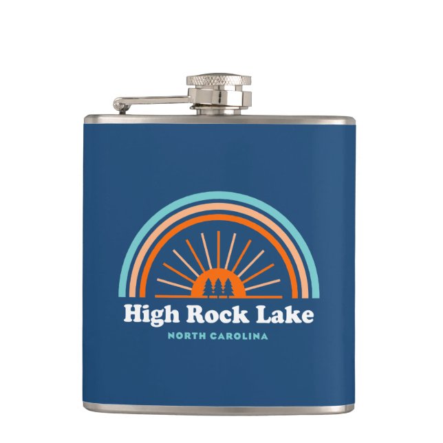 High Rock Lake North Carolina Rainbow Hip Flask (Front)