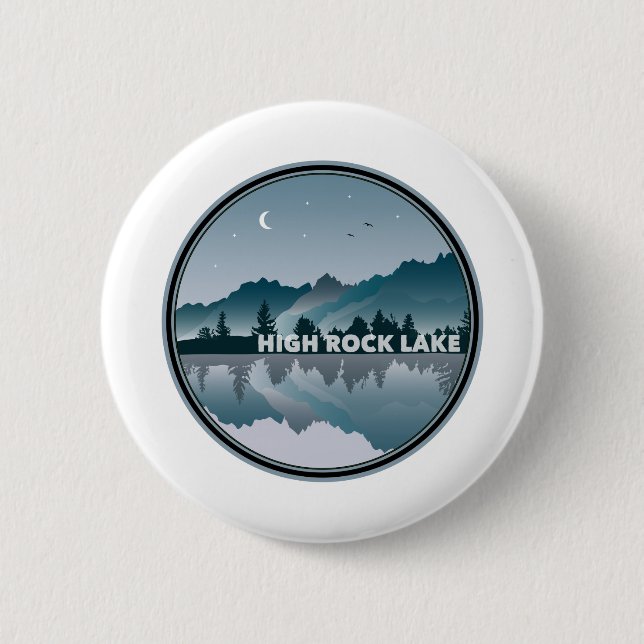 High Rock Lake North Carolina Reflection 2 Inch Round Button (Front)