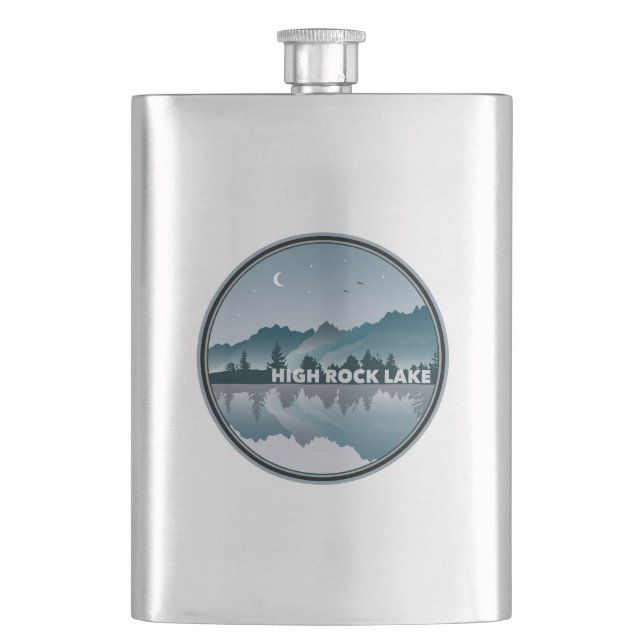 High Rock Lake North Carolina Reflection Hip Flask (Front)