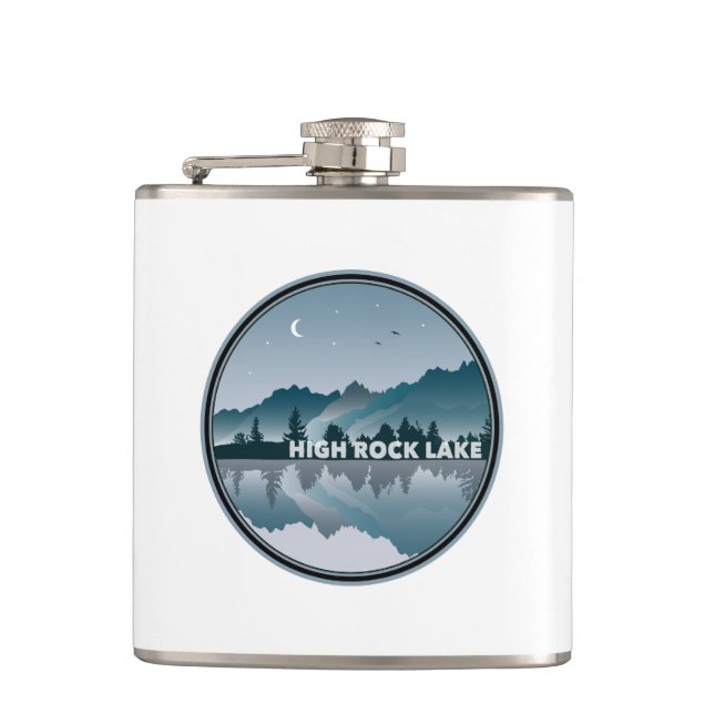 High Rock Lake North Carolina Reflection Hip Flask (Front)