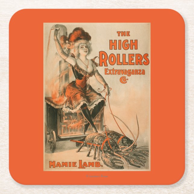 High Rollers Extravaganza "Mamie Lamb" Play Square Paper Coaster (Front)