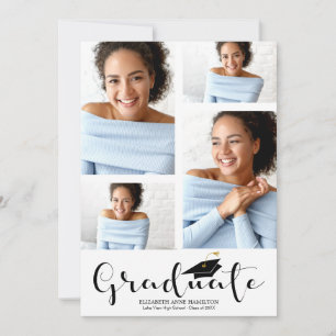 High School 4 Photo Graduation Announcement