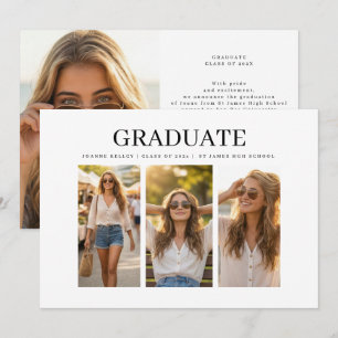 High School 4 Photo Graduation Announcement Cards
