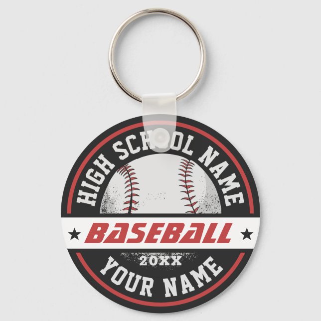 High School Baseball Club Personalized Sports Keychain (Front)