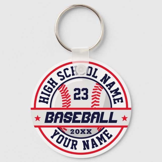 High School Baseball Player Customize Sports Keychain (Front)