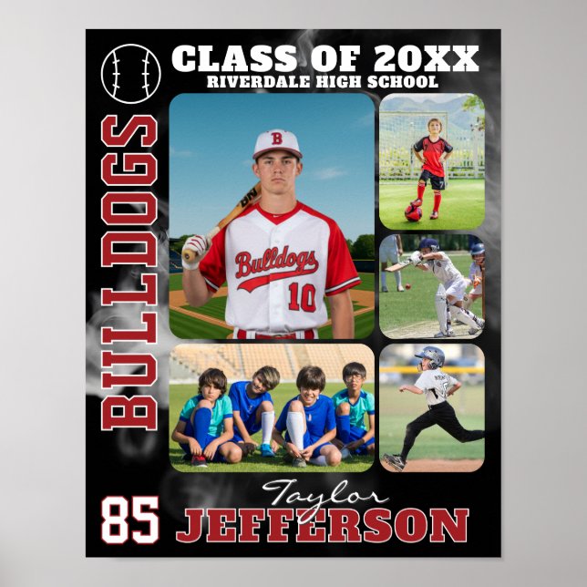 High School Baseball Team Sports Picture Collage Poster (Front)