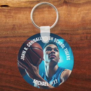 High School Basketball Player Photo Keepsake Keychain