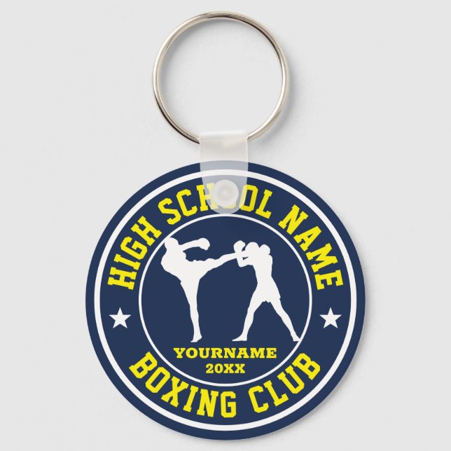 High School Boxer Boxing Club Custom Colour Sports Keychain (Front)