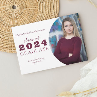 High School Burgundy Simple Graduation Announcement
