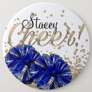 High school cheerleaders personalized glam 6 inch round button